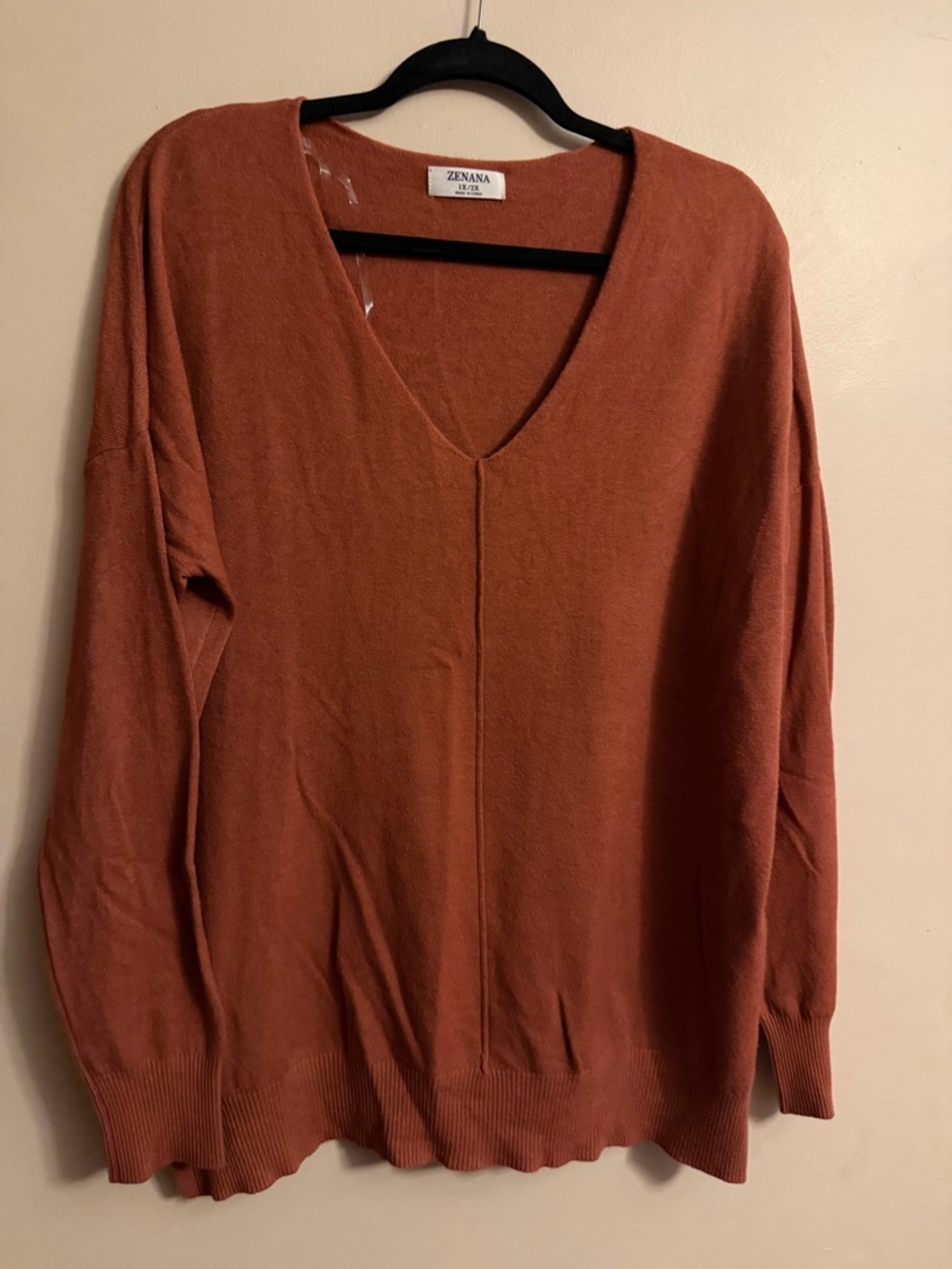 Zenana V-Neck Sweater - Rust